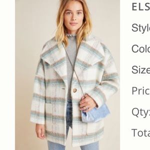 Anthropologie ELSA PLAID COAT